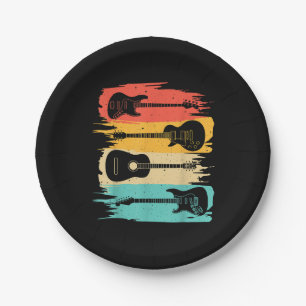 Vintage Guitar Gift For Men Women Music Band Guita Paper Plate