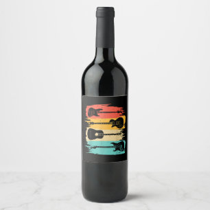 Vintage Guitar Gift For Men Women Music Band Guita Wine Label