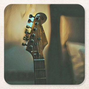 Vintage guitar gifts square paper coaster
