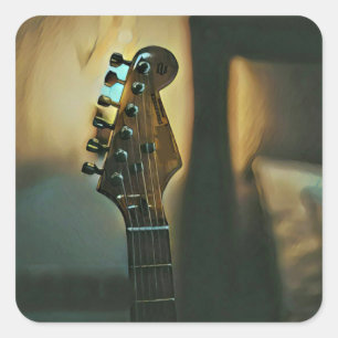 Vintage guitar gifts square sticker