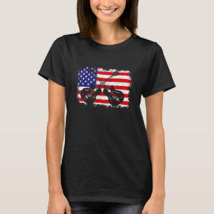 Vintage Guitar Guitarist Us American Flag 47 T-Shirt