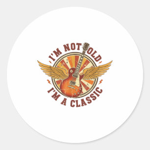 Vintage Guitar I'm Not Old I'm A Clic Tee Musician Classic Round Sticker