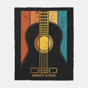Vintage guitar personalized fleece blanket