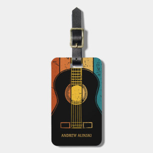 Vintage guitar personalized  luggage tag