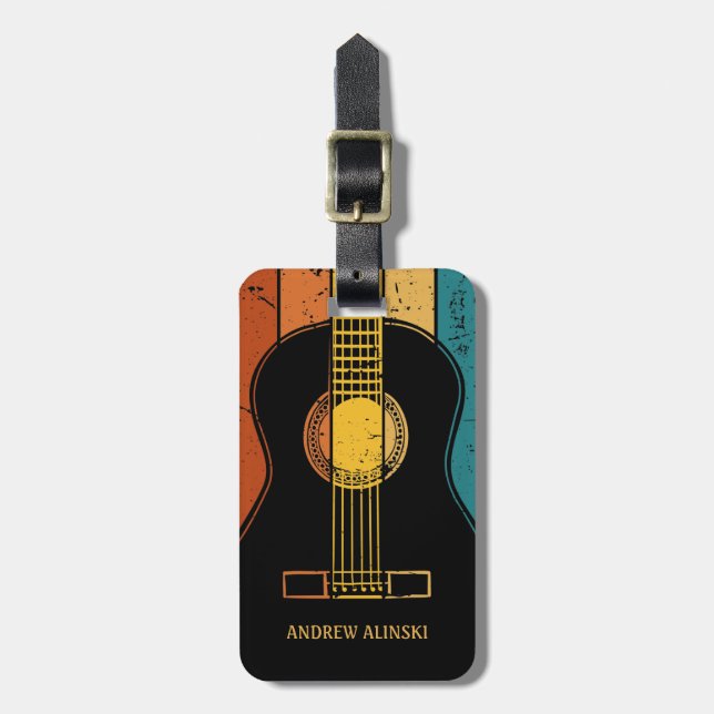 Vintage guitar personalized  luggage tag (Front Vertical)