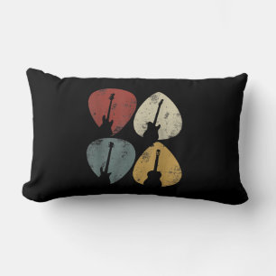 Vintage Guitar Pick Retro Funny Guitarist Gift Lumbar Pillow