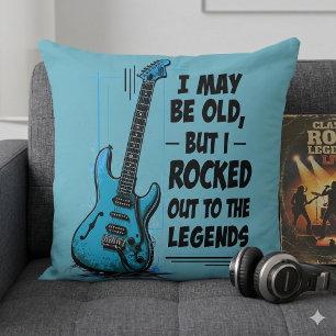Vintage Guitar Retro Rock Legend Nostalgic Music Throw Pillow