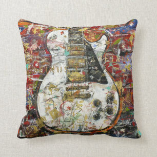 Vintage guitar - throw pillow