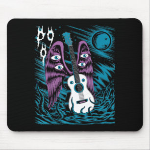 Vintage Guitar Wings Rock Music Fantasy Artwork Fu Mouse Pad