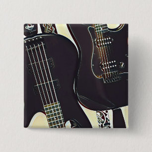 Vintage guitarist birthday gift 2 inch square button