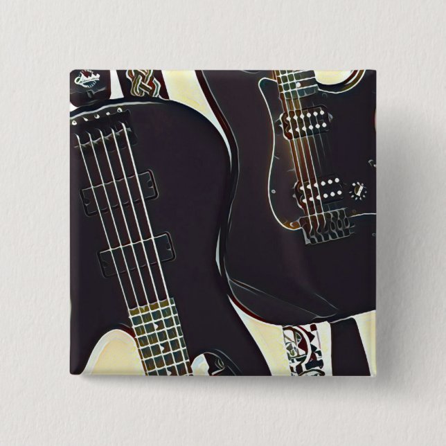 Vintage guitarist birthday gift 2 inch square button (Front)