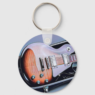 Vintage guitarist birthday gift keychain