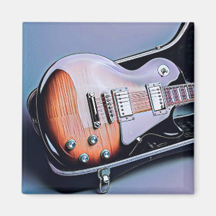 Vintage guitarist birthday gift magnet