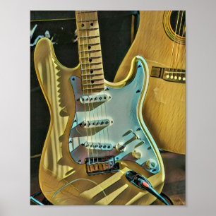 Vintage guitarist birthday gift poster
