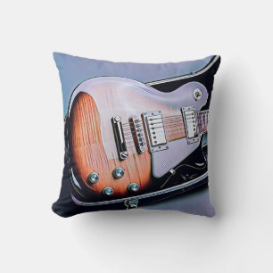 Vintage guitarist birthday gift throw pillow
