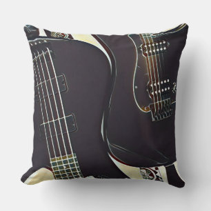 Vintage guitarist birthday gift throw pillow