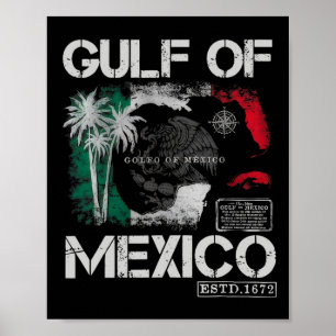 Vintage Gulf Of Mexico 1672 Historic Map Retro Bea Poster