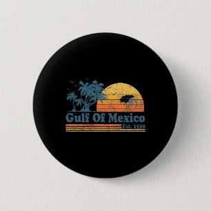 Vintage Gulf Of Mexico Est 1550 Retro Beach Sunset 2 Inch Round Button