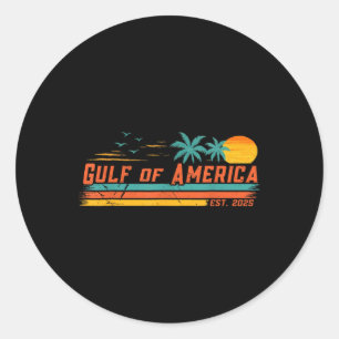 Vintage Gulf Of Us America Retro Sunset Gulf Of Us Classic Round Sticker