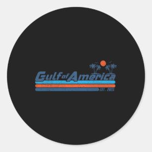 Vintage Gulf Of Usa America Est 2025 Beach Palm Gu Classic Round Sticker