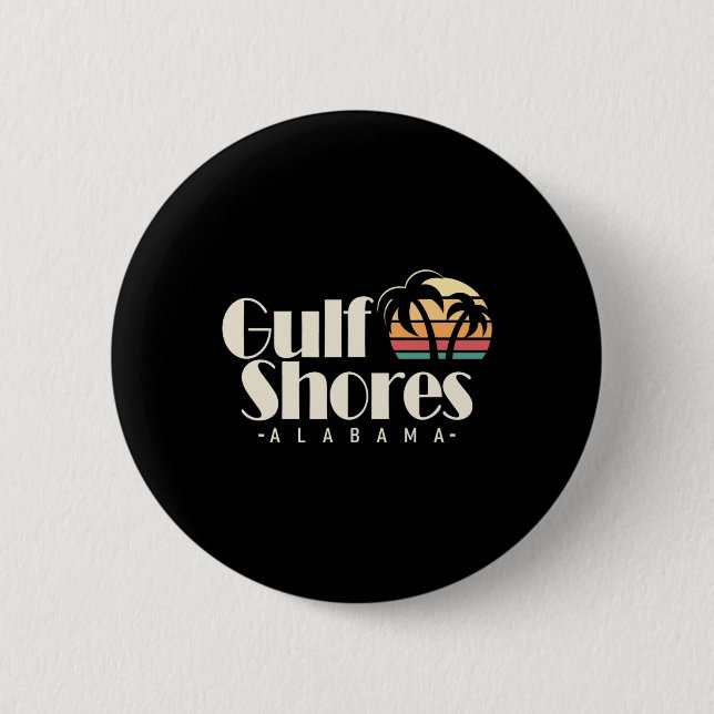 Vintage Gulf Shores  2 Inch Round Button (Front)