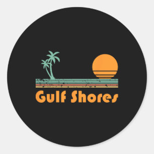 Vintage Gulf Shores Beach Sunset  Classic Round Sticker