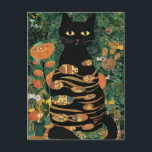 Vintage Gustav Klimt Black Cat In a Flower Garden Postcard<br><div class="desc">Vintage Gustav Klimt Black Cat In a Flower Garden A black cat, fur gleaming in the sunlight, sits regally amidst a field of colourful wildflowers. Curiosity fills the eyes of a black cat perched in a meadow bursting with vibrant blooms. Gustav Klimt (1862-1918) was a prominent Austrian symbolist painter and...</div>