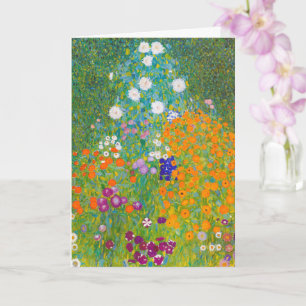 Vintage Gustav Klimt Cottage Garden Flower Art Card