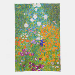 Vintage Gustav Klimt Cottage Garden Flower Art Kitchen Towel