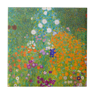 Vintage Gustav Klimt Cottage Garden Flower Art Tile