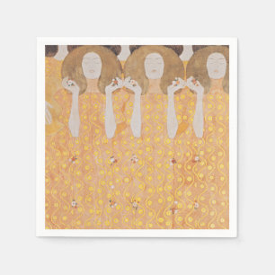 Vintage Gustav Klimt Gold Art Nouveau Floral Napkin