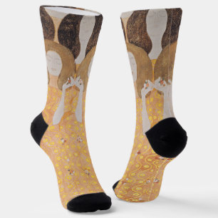 Vintage Gustav Klimt Gold Art Nouveau Floral Socks