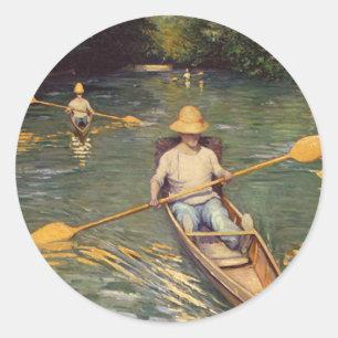 Vintage Gustave Caillebotte Skiffs on the Yerres Classic Round Sticker