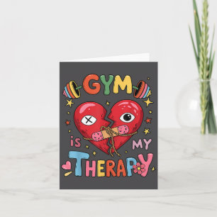 Vintage Gym Is My Therapy Gym Workout Fitness Moti Card