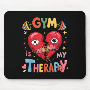 Vintage Gym Is My Therapy Gym Workout Fitness Moti Mouse Pad