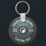Vintage Gym Owner or User Fitness Funny Keychain<br><div class="desc">Vintage Gym Owner or User Fitness Funny dark grey rusty round weightplate image with custom curved gym name text - perfect gift for those love workout, fitness and bodybuilding, or just like to spend time in gymnasium</div>