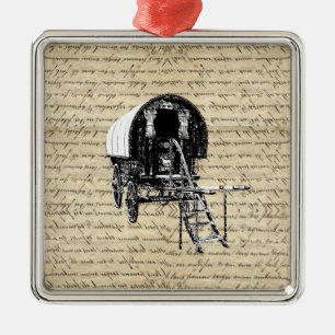 Vintage Gypsy wagon Metal Ornament