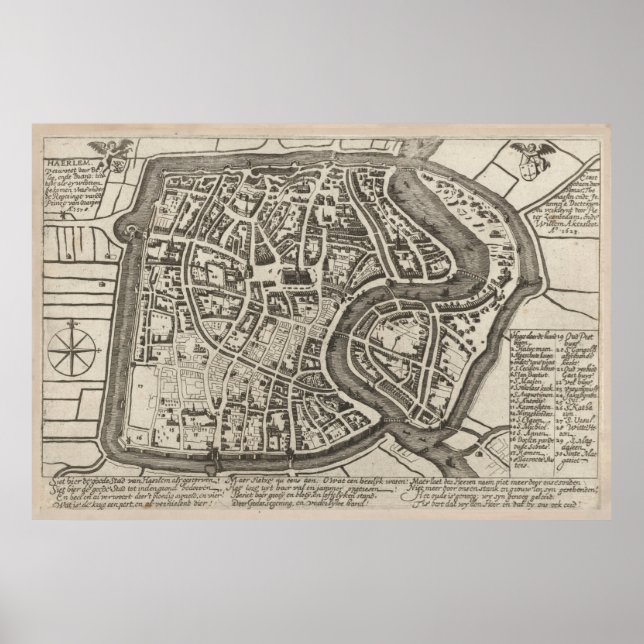 Vintage Haarlem Netherlands Map (1578) Poster (Front)