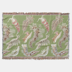 Vintage Haeckel Nudibranch Ocean Art Throw Blanket