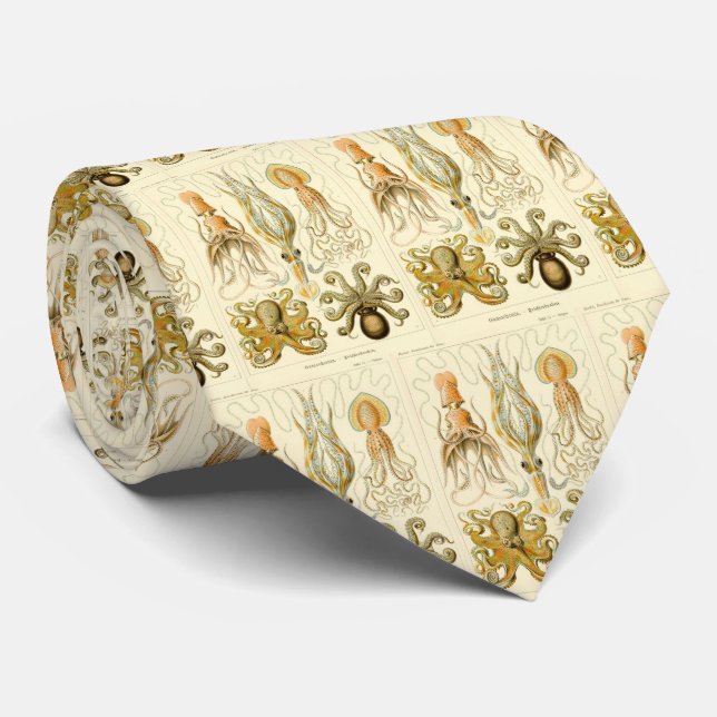 Vintage Haeckel Sea Creatures Tie (Rolled)