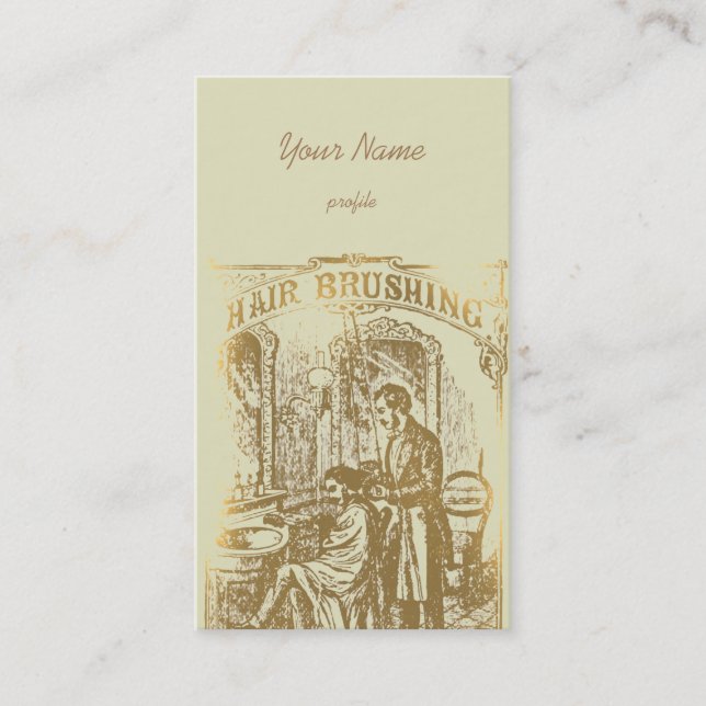 vintage hair brushing business card (Front)