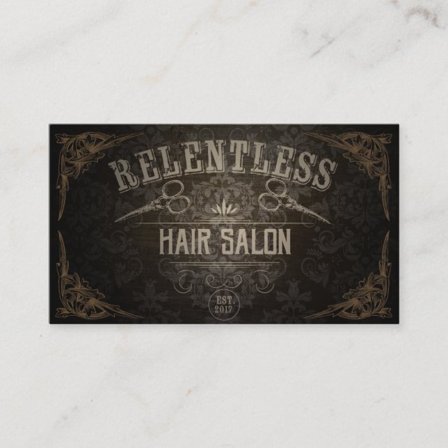 Vintage Hair Salon Custom Logo Appointment Card (Front)