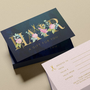 Vintage hair salon pink navy gift certificate