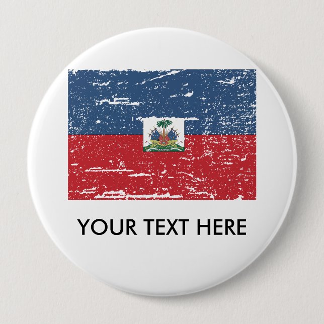 Vintage Haiti Flag 4 Inch Round Button (Front)