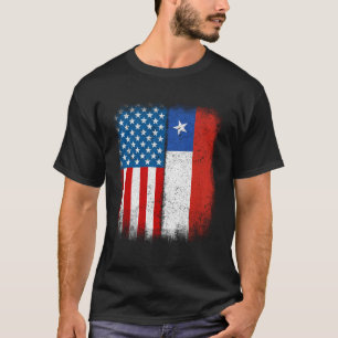 Vintage Half Chilean American Flag Chile Usa Merch T-Shirt