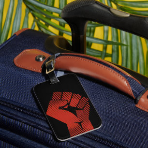 Vintage Halftone Solidarity Red Clenched Fist Luggage Tag