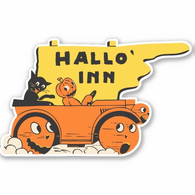Vintage Hallo Inn large Vinyl Contour Cut Sticker (Front)
