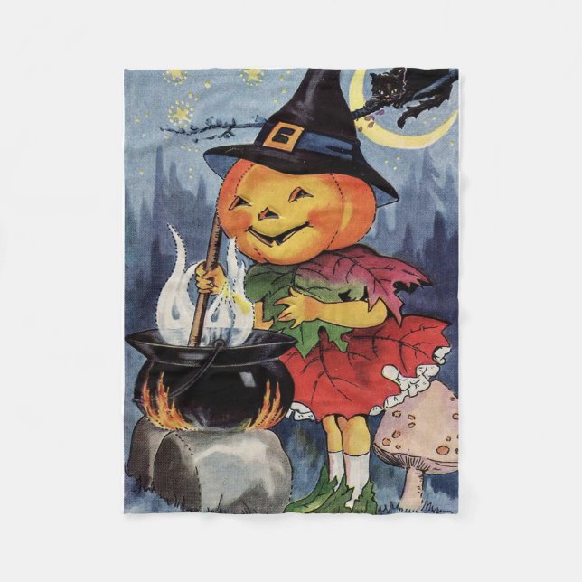 Vintage Halloween - A Spooky Brew Fleece Blanket (Front)