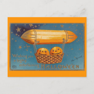 Vintage Halloween Airship / Zeppelin Postcard
