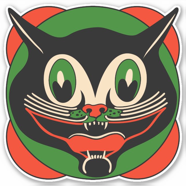 Vintage Halloween Art Deco Black Cat (Front)
